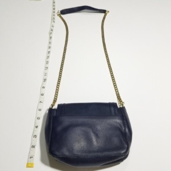 Pour la Victoire navy blue gold chain Alsace crossbody purse and dust bag - Picture 7 of 8